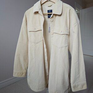 GAP Brand New With Tags Corduroy Pastel Yellow Oversized Jacket Button Up